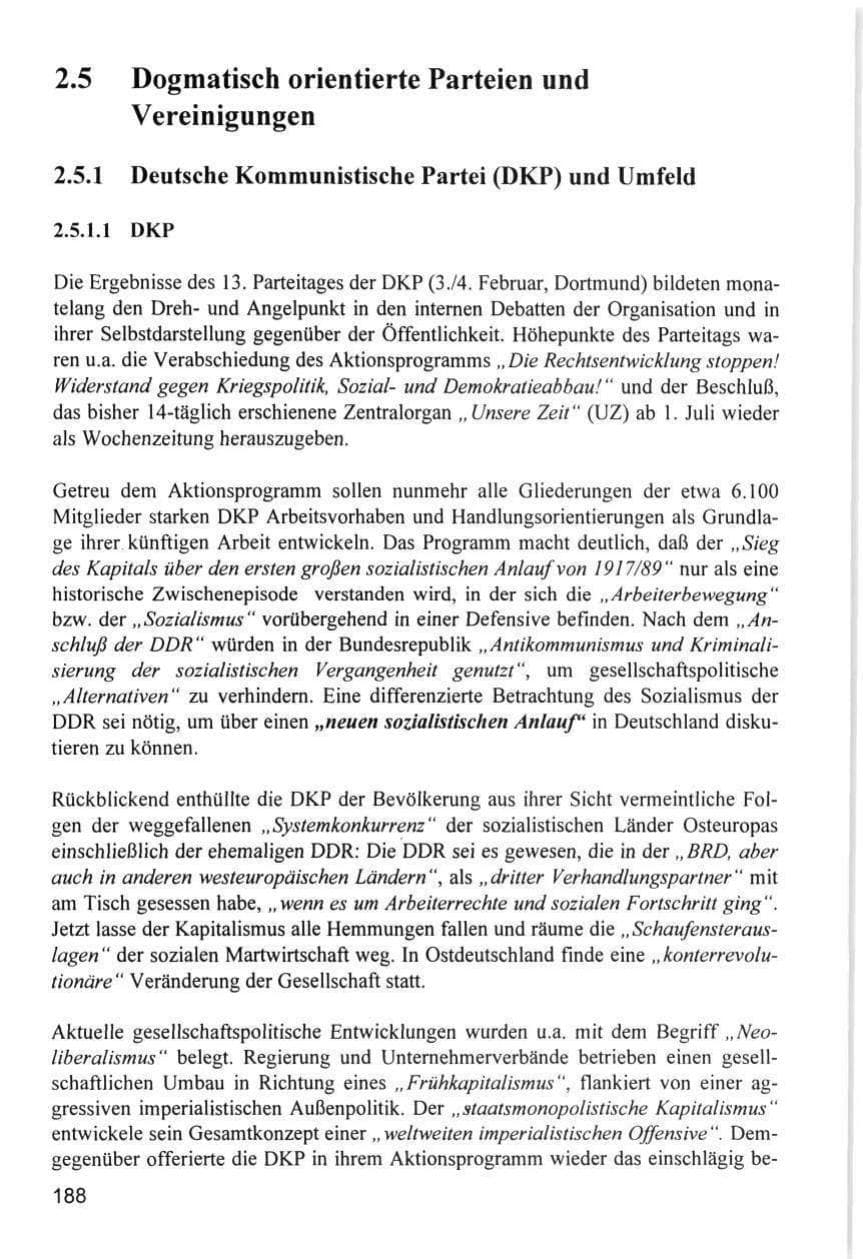 Seite 188 des Verfassungsschutzbericht 1996 Hamburg