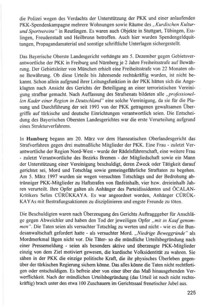 Seite 225 des Verfassungsschutzbericht 1996 Hamburg
