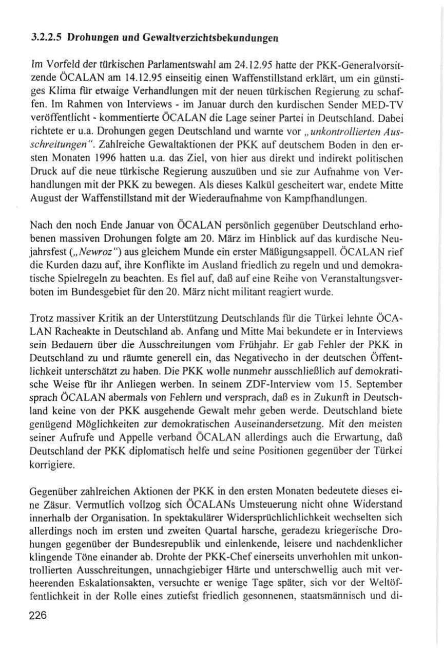 Seite 226 des Verfassungsschutzbericht 1996 Hamburg