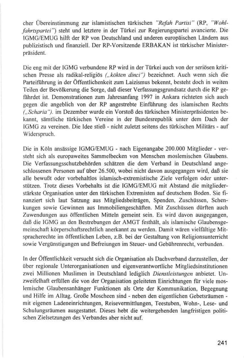 Seite 241 des Verfassungsschutzbericht 1996 Hamburg