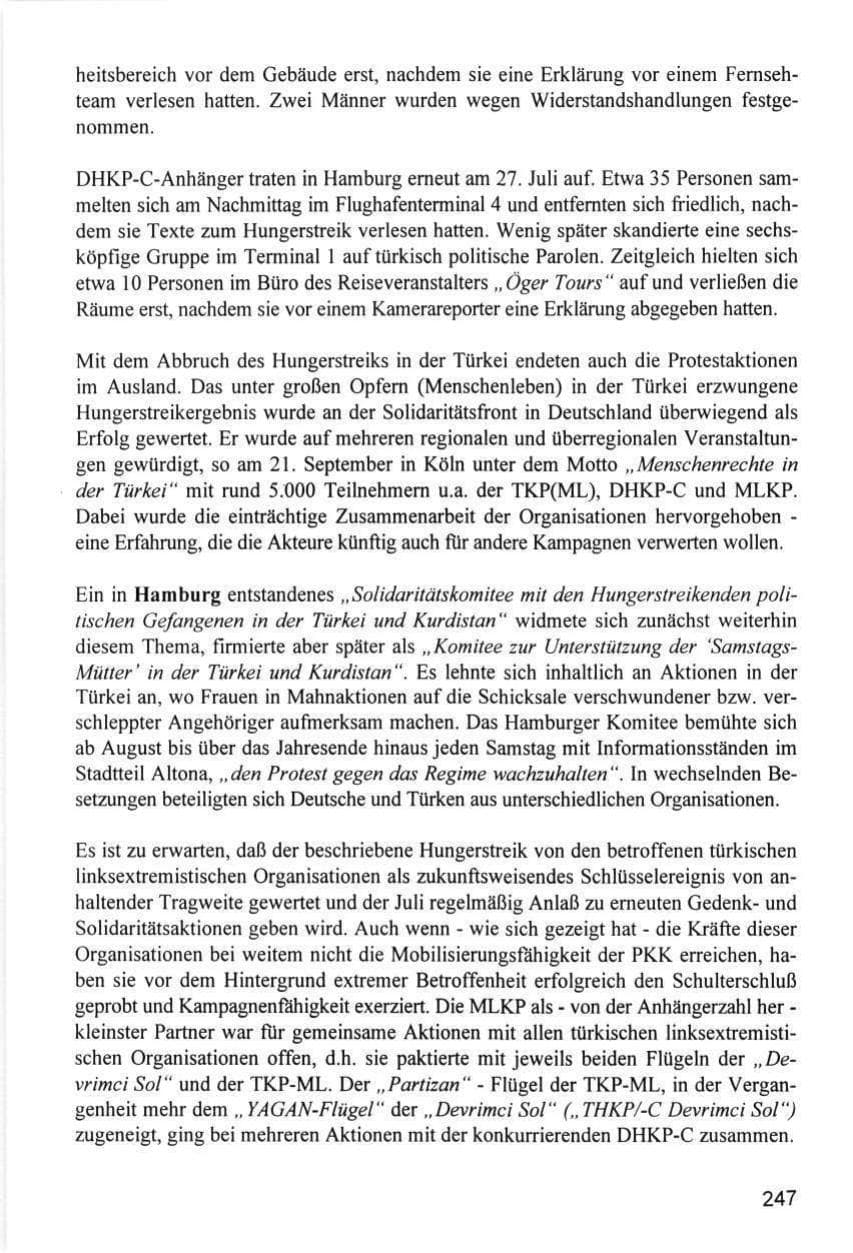 Seite 247 des Verfassungsschutzbericht 1996 Hamburg