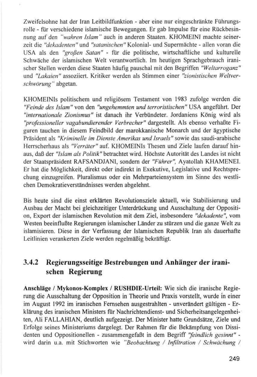 Seite 249 des Verfassungsschutzbericht 1996 Hamburg