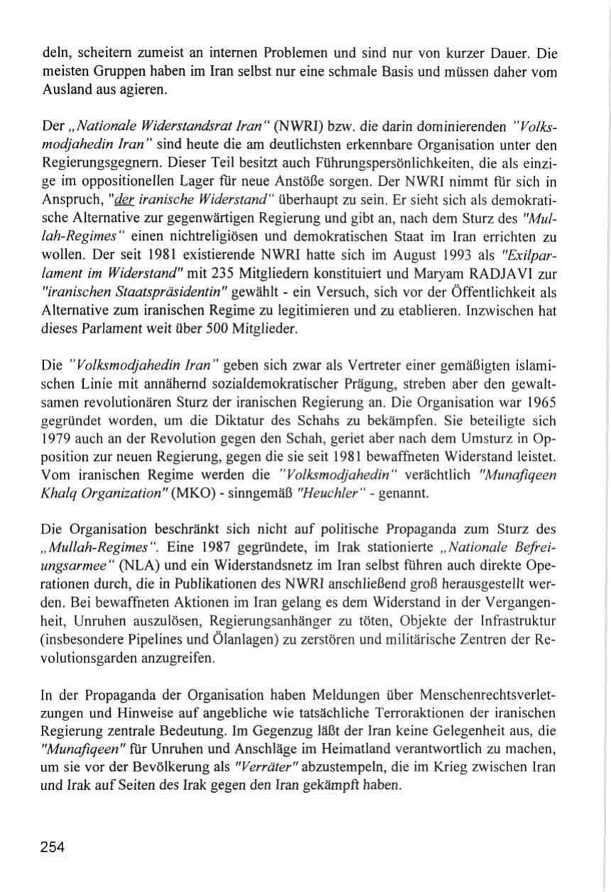 Seite 254 des Verfassungsschutzbericht 1996 Hamburg
