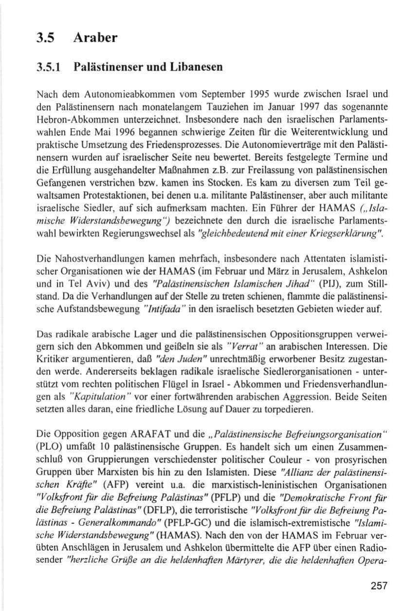 Seite 257 des Verfassungsschutzbericht 1996 Hamburg
