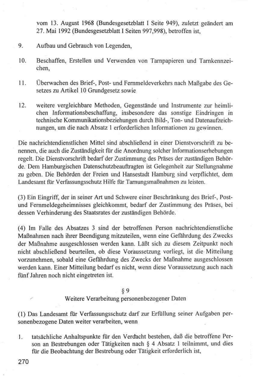 Seite 270 des Verfassungsschutzbericht 1996 Hamburg