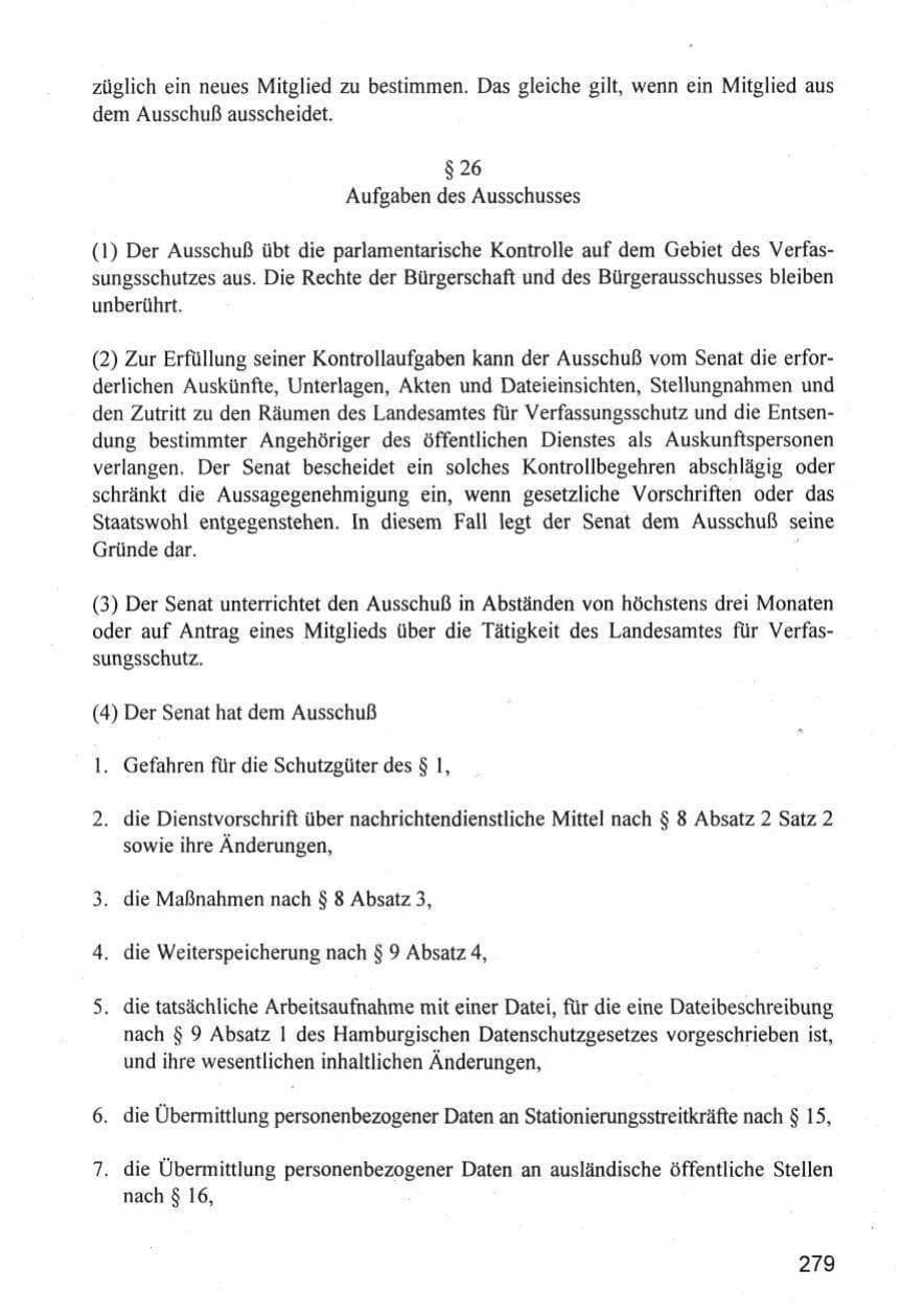 Seite 279 des Verfassungsschutzbericht 1996 Hamburg