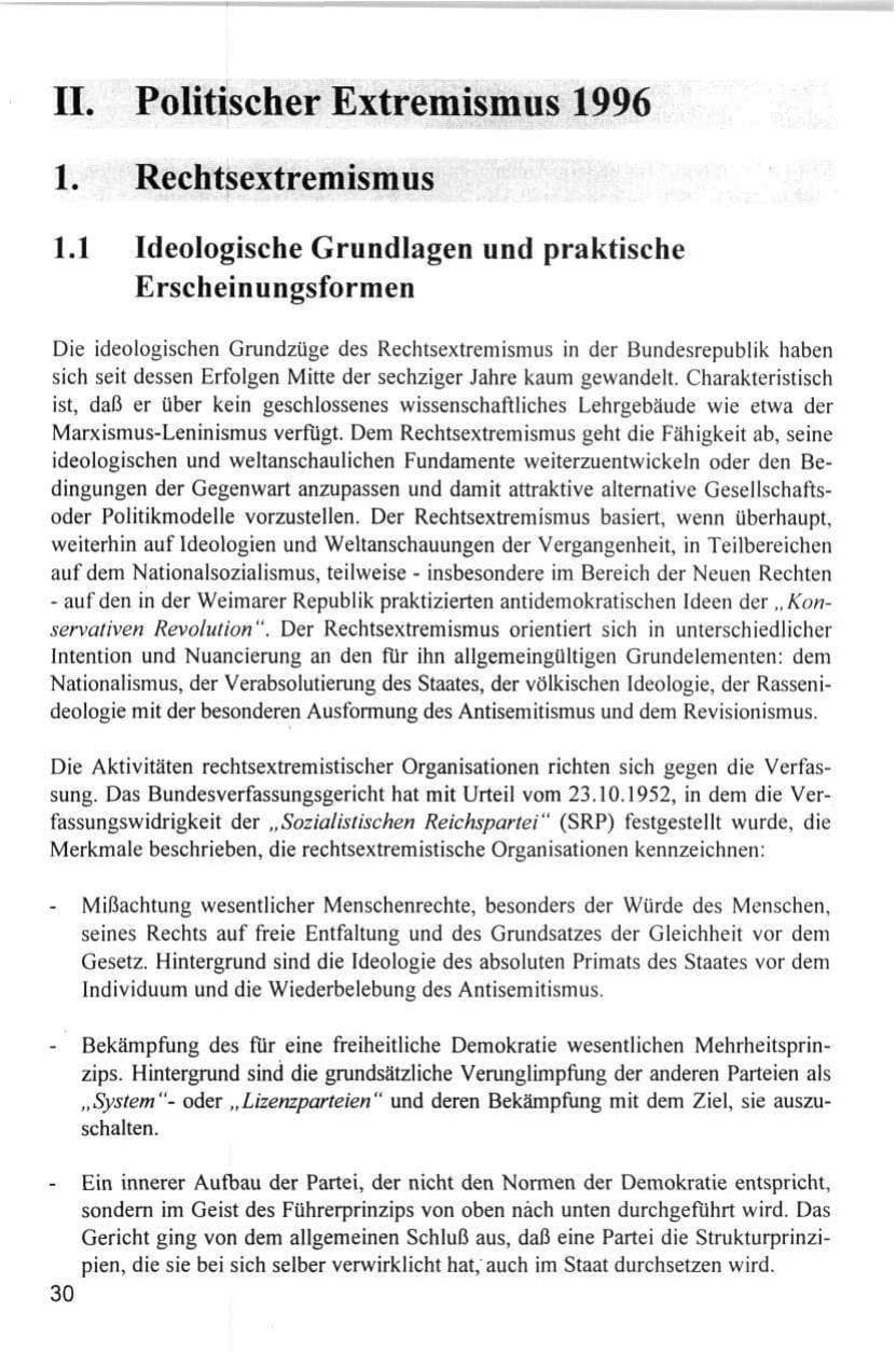 Seite 30 des Verfassungsschutzbericht 1996 Hamburg
