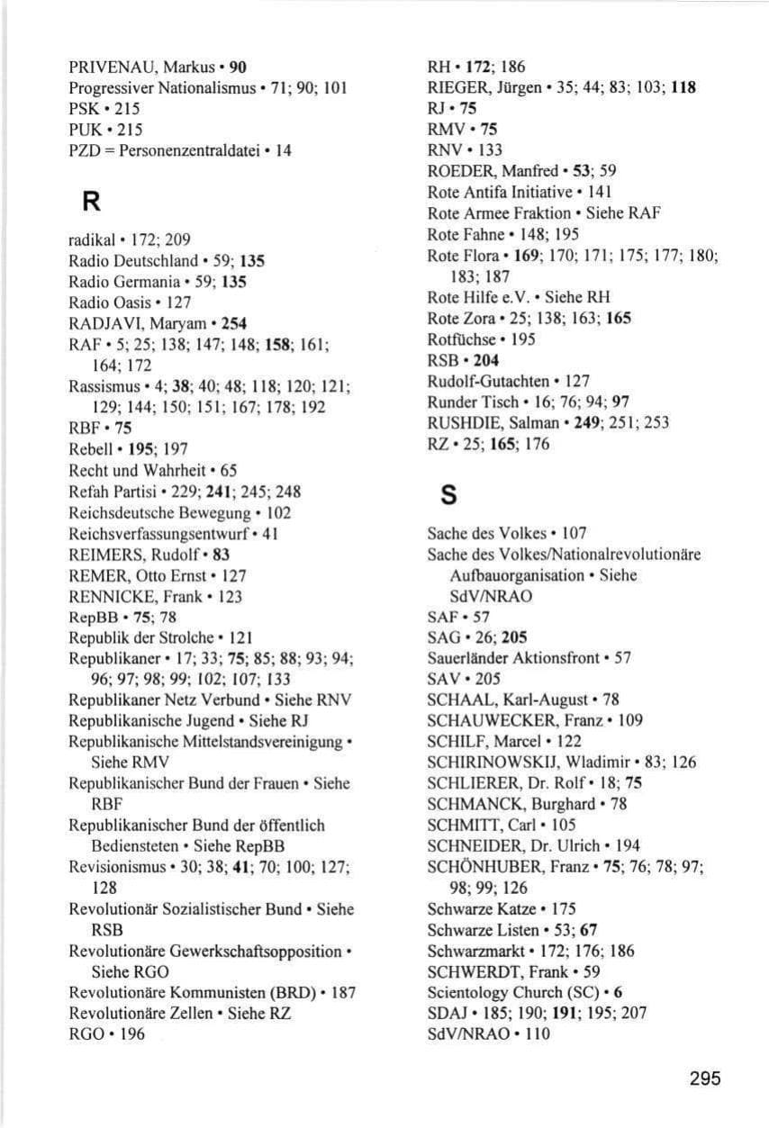 Seite 295 des Verfassungsschutzbericht 1996 Hamburg