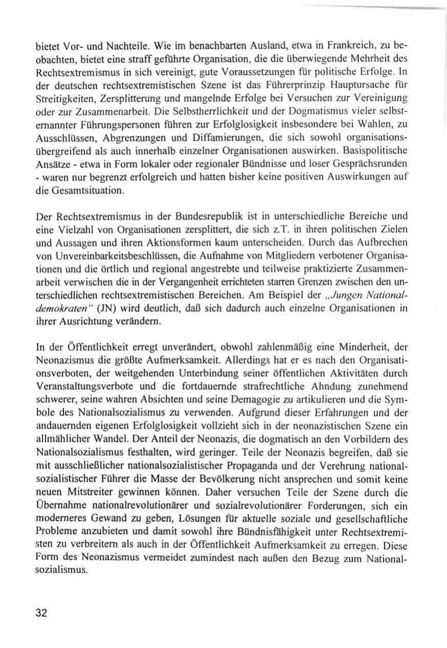Seite 32 des Verfassungsschutzbericht 1996 Hamburg