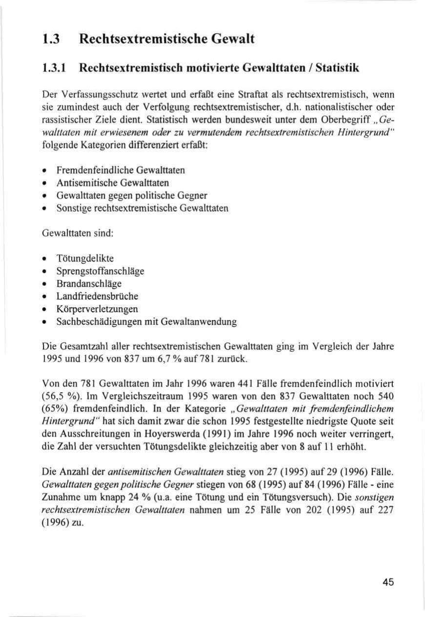 Seite 45 des Verfassungsschutzbericht 1996 Hamburg