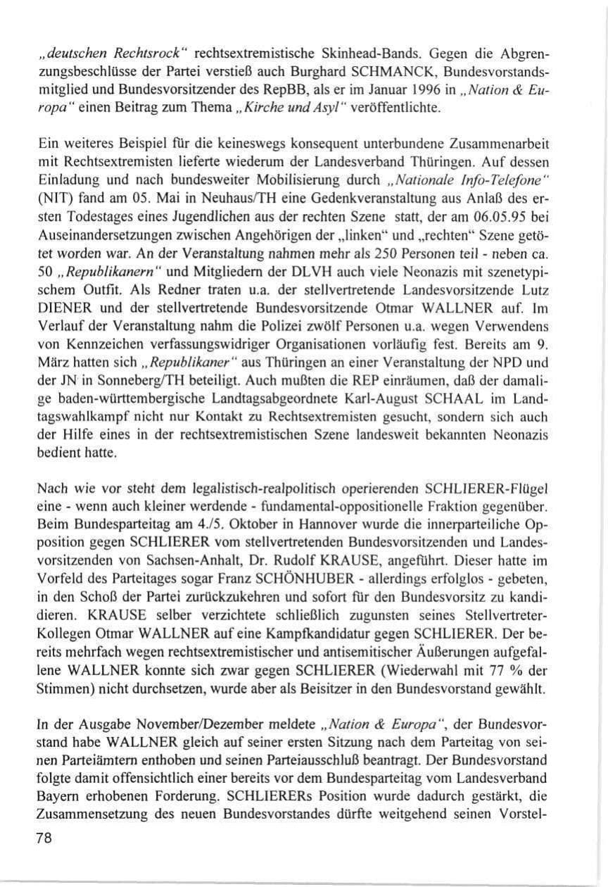 Seite 78 des Verfassungsschutzbericht 1996 Hamburg