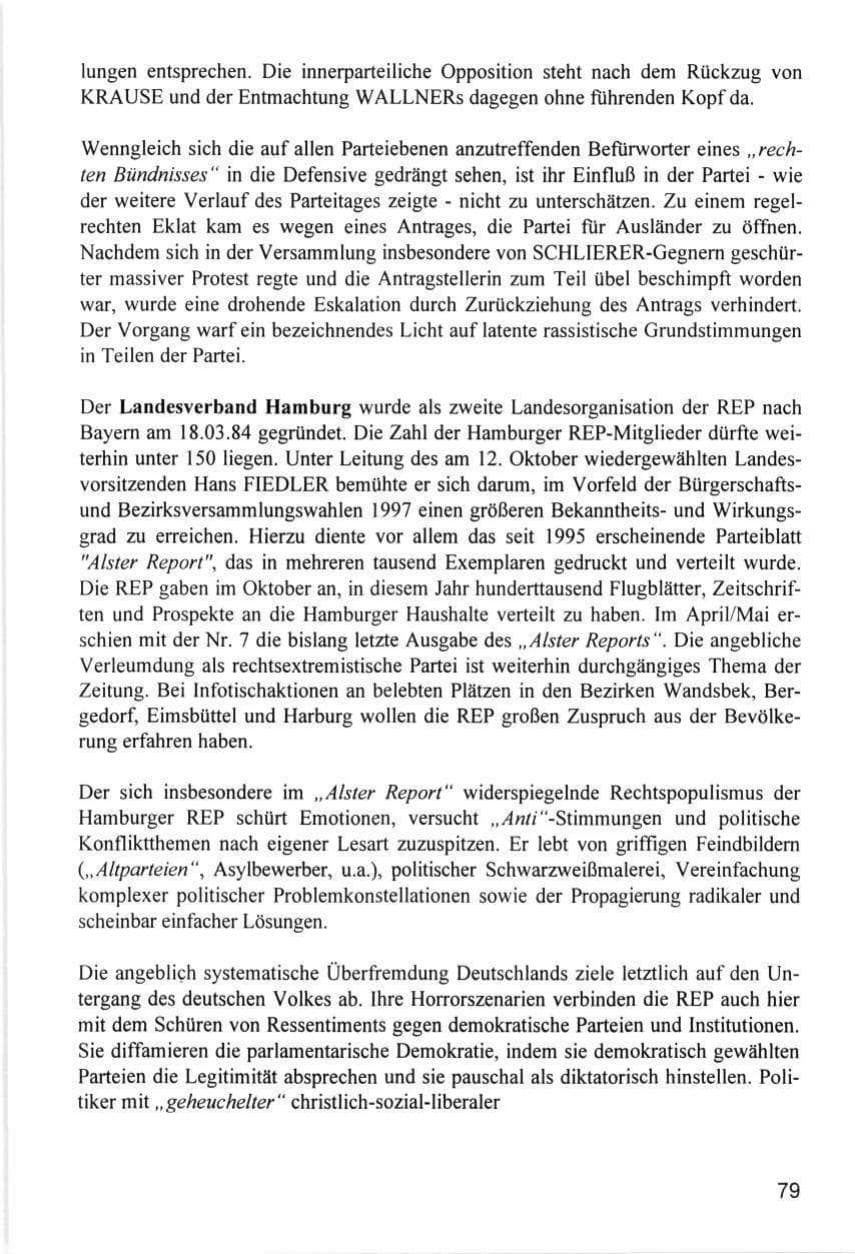 Seite 79 des Verfassungsschutzbericht 1996 Hamburg