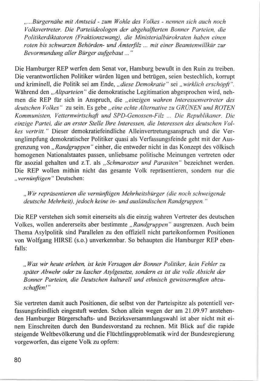 Seite 80 des Verfassungsschutzbericht 1996 Hamburg