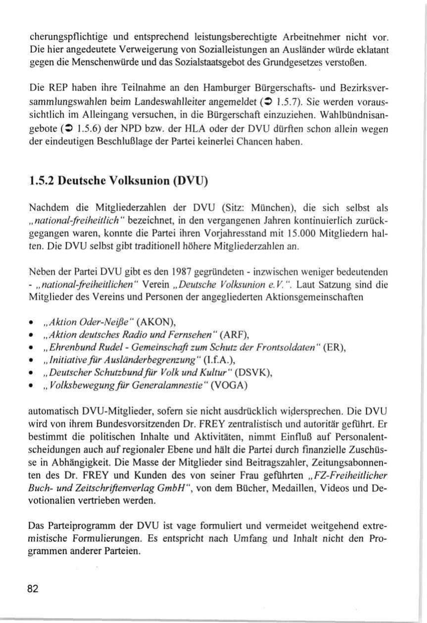 Seite 82 des Verfassungsschutzbericht 1996 Hamburg