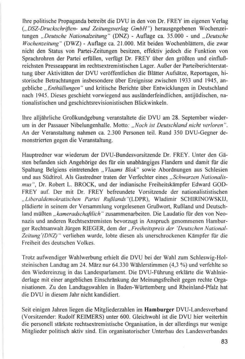 Seite 83 des Verfassungsschutzbericht 1996 Hamburg