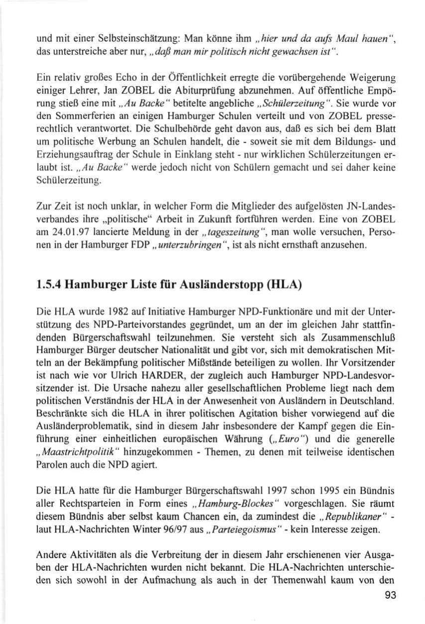 Seite 93 des Verfassungsschutzbericht 1996 Hamburg