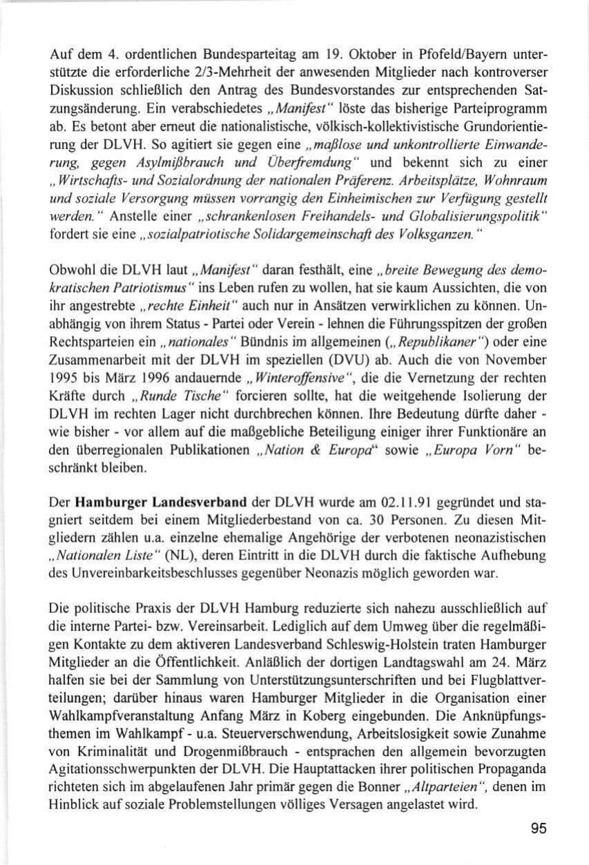 Seite 95 des Verfassungsschutzbericht 1996 Hamburg