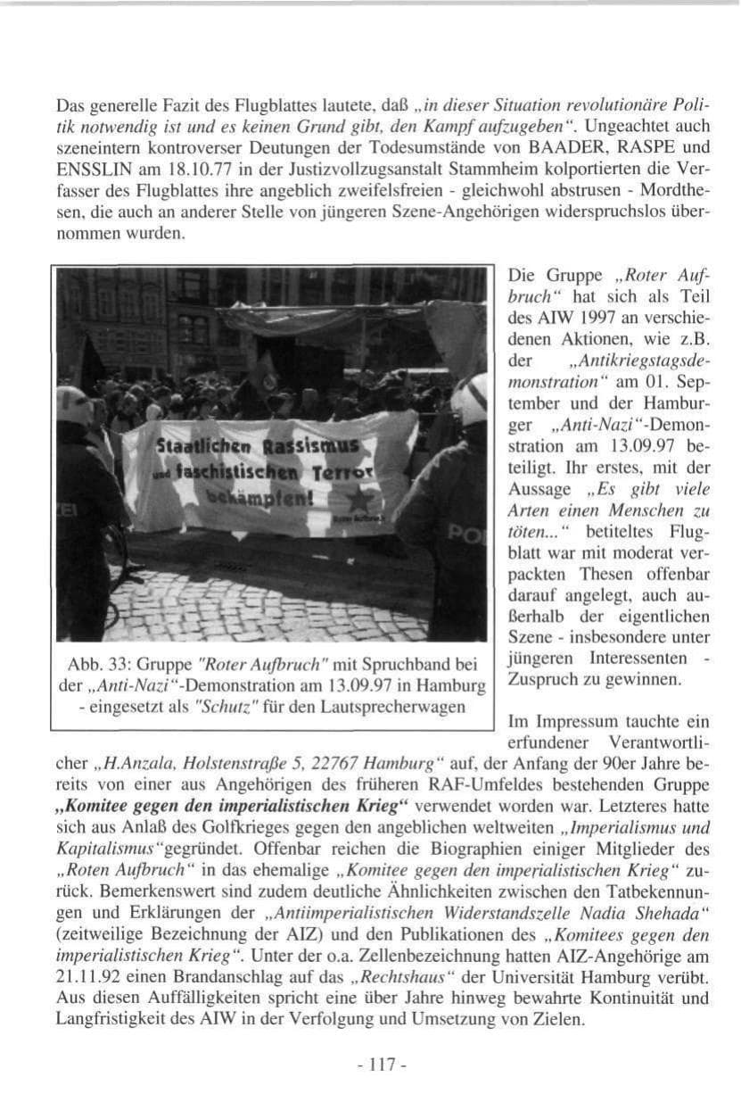 Seite 117 des Verfassungsschutzbericht 1997 Hamburg