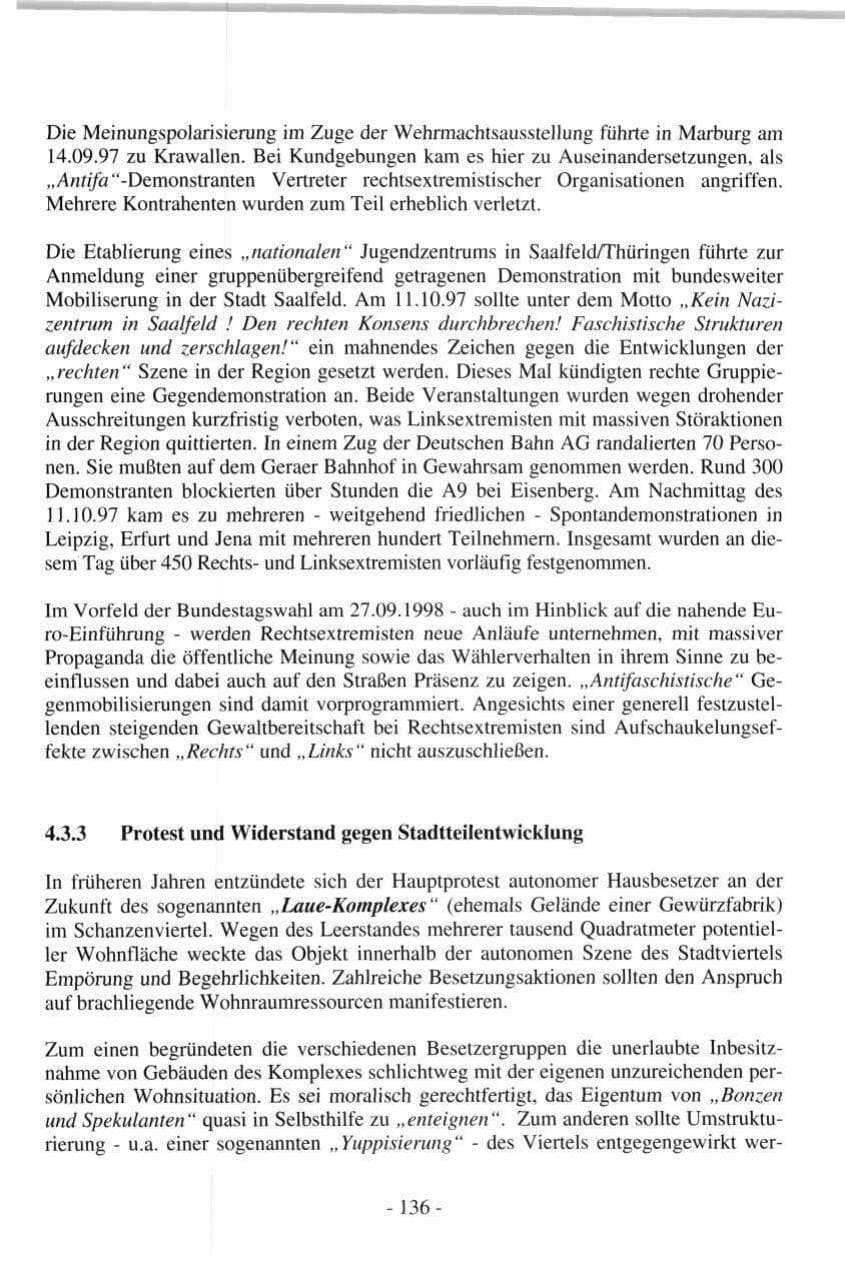 Seite 136 des Verfassungsschutzbericht 1997 Hamburg