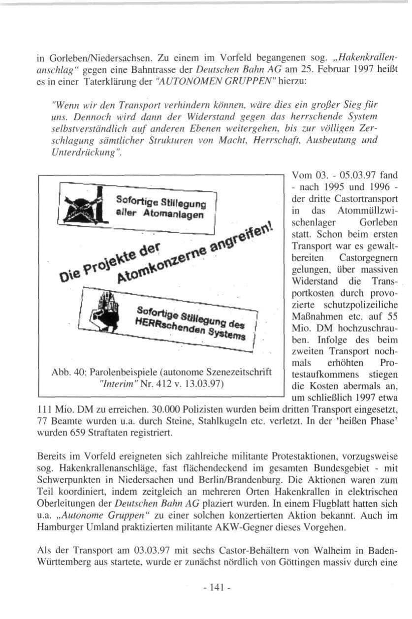 Seite 141 des Verfassungsschutzbericht 1997 Hamburg