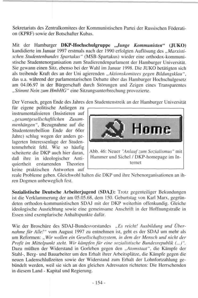 Seite 154 des Verfassungsschutzbericht 1997 Hamburg