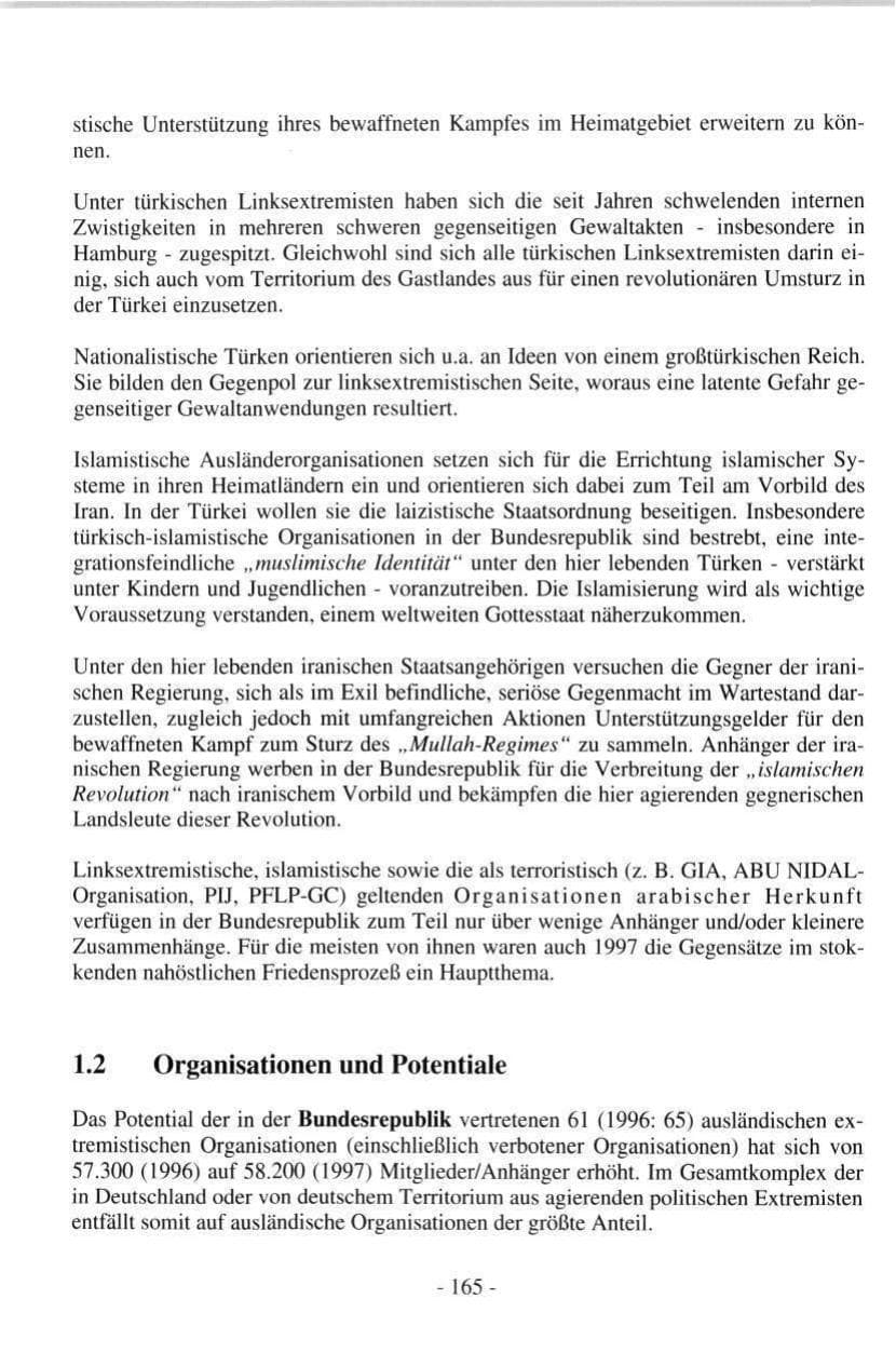 Seite 165 des Verfassungsschutzbericht 1997 Hamburg