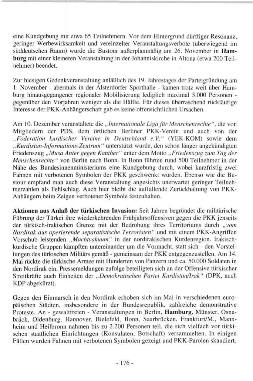 Seite 176 des Verfassungsschutzbericht 1997 Hamburg