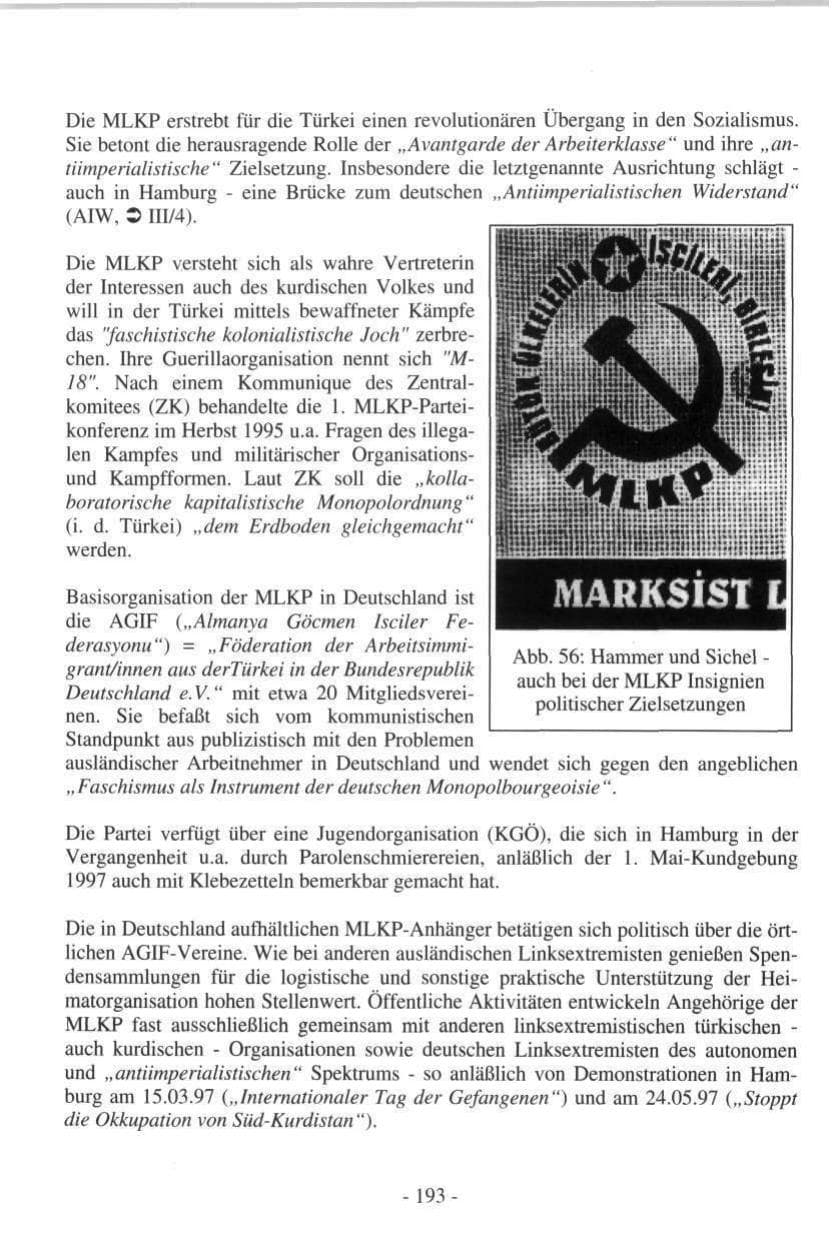 Seite 191 des Verfassungsschutzbericht 1997 Hamburg