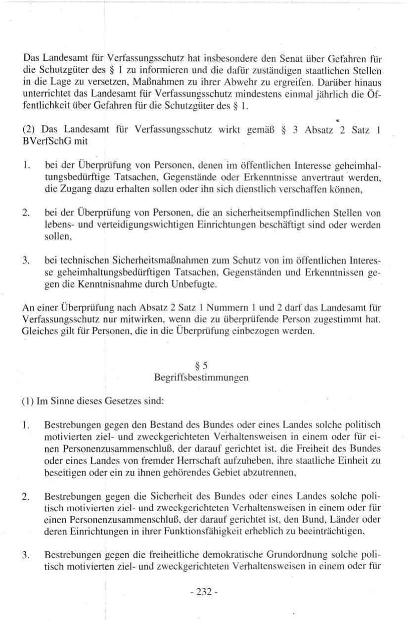 Seite 232 des Verfassungsschutzbericht 1997 Hamburg