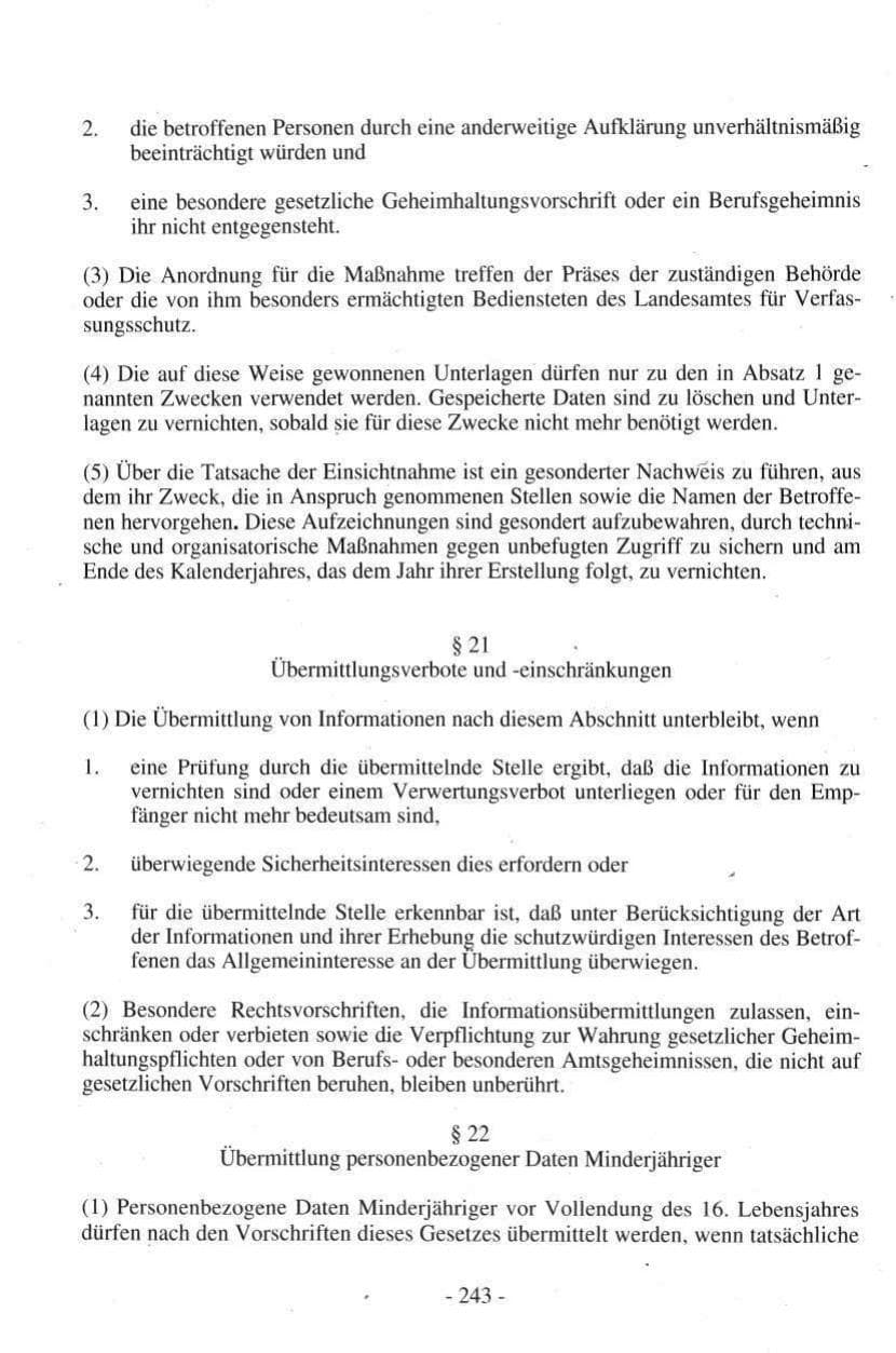 Seite 243 des Verfassungsschutzbericht 1997 Hamburg