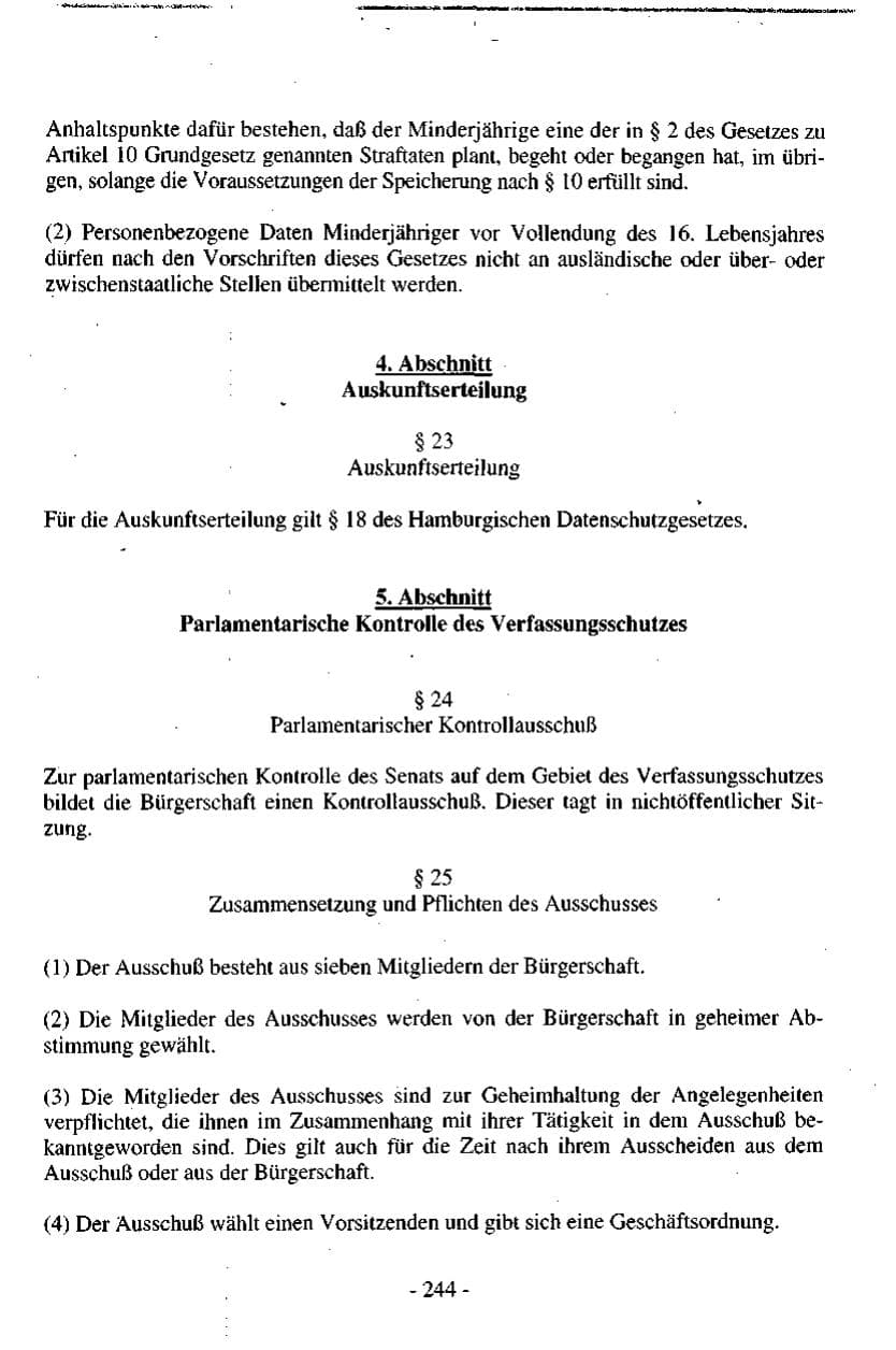 Seite 244 des Verfassungsschutzbericht 1997 Hamburg