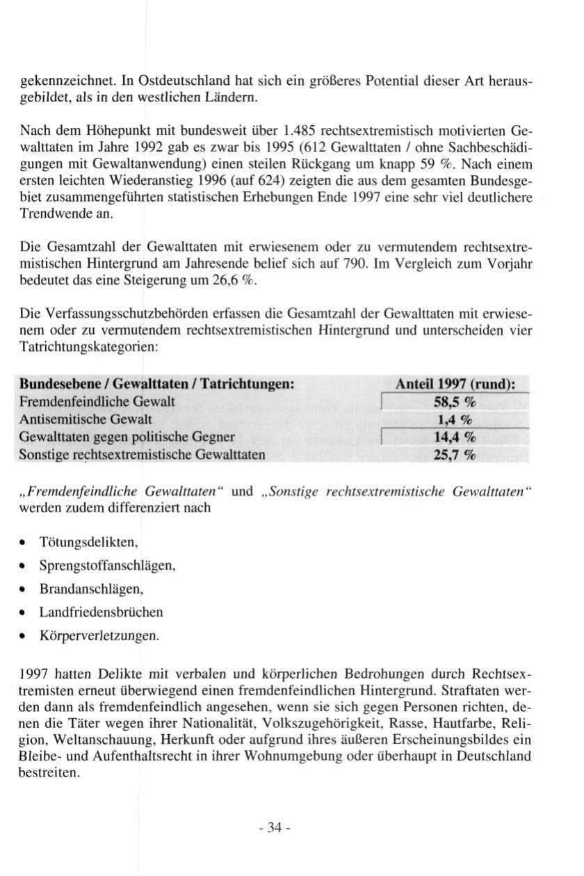 Seite 34 des Verfassungsschutzbericht 1997 Hamburg