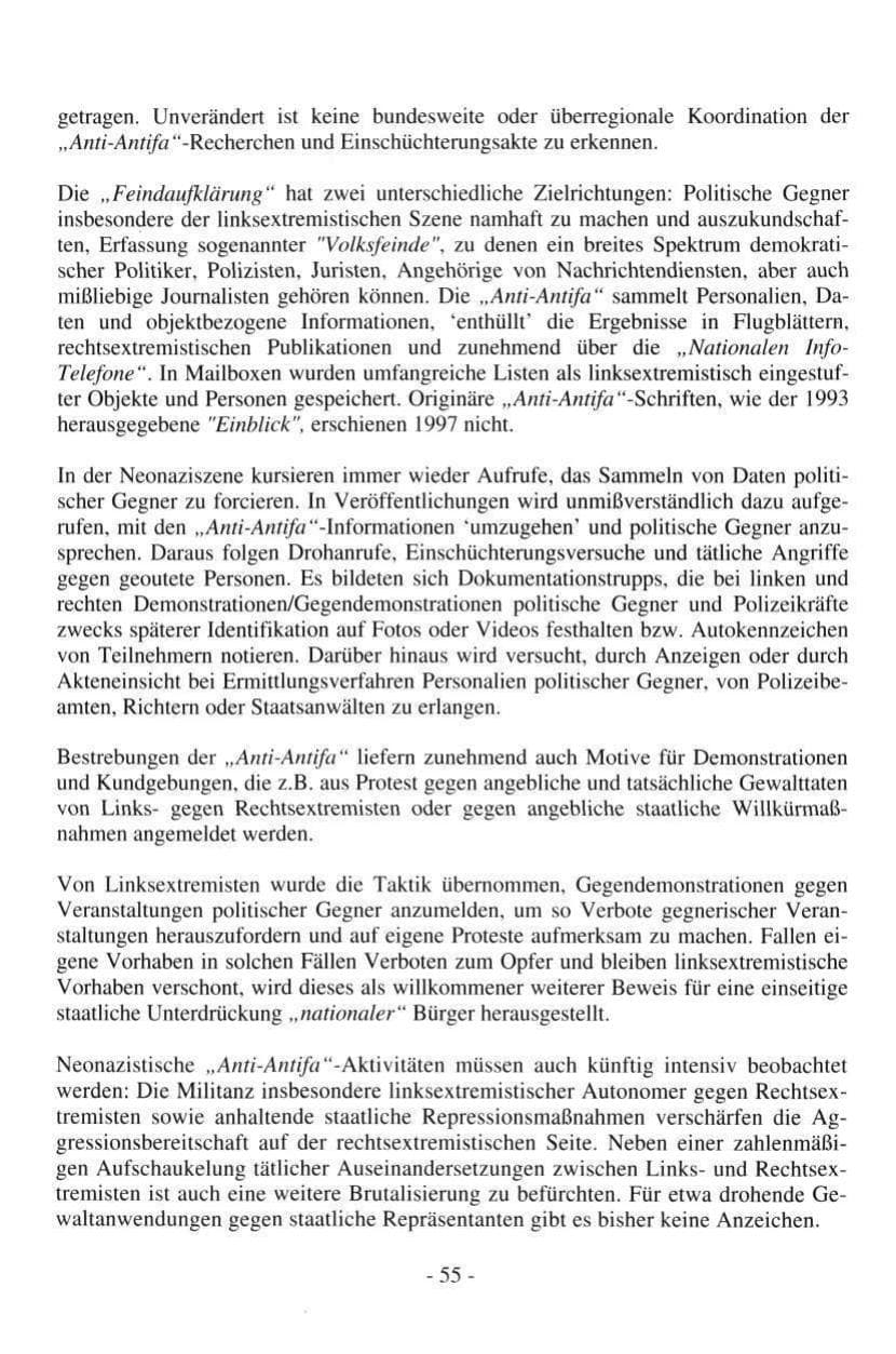 Seite 55 des Verfassungsschutzbericht 1997 Hamburg