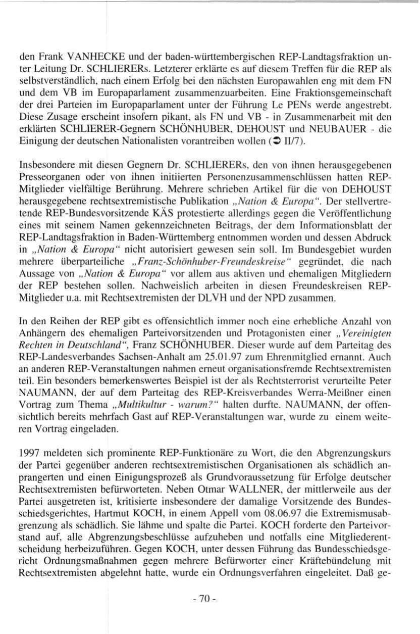 Seite 70 des Verfassungsschutzbericht 1997 Hamburg