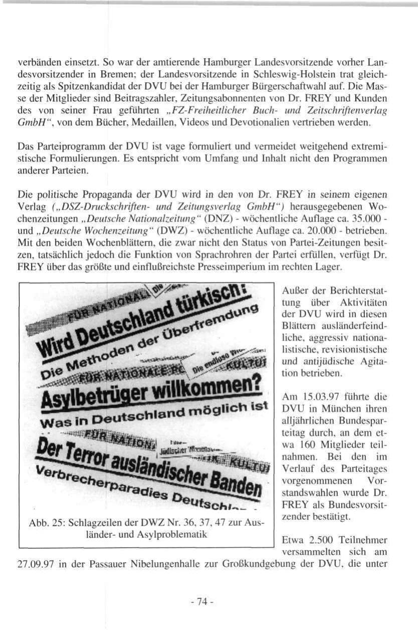 Seite 74 des Verfassungsschutzbericht 1997 Hamburg