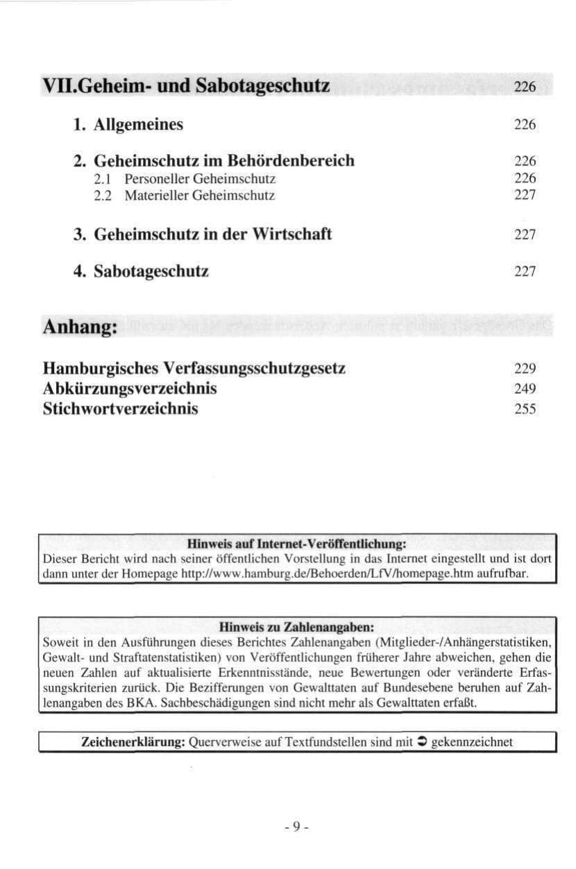 Seite 9 des Verfassungsschutzbericht 1997 Hamburg