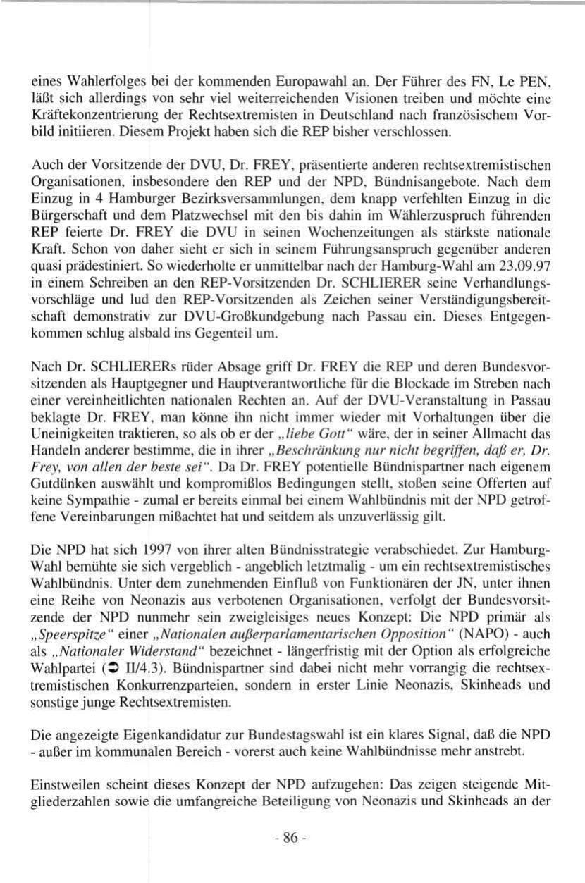Seite 86 des Verfassungsschutzbericht 1997 Hamburg