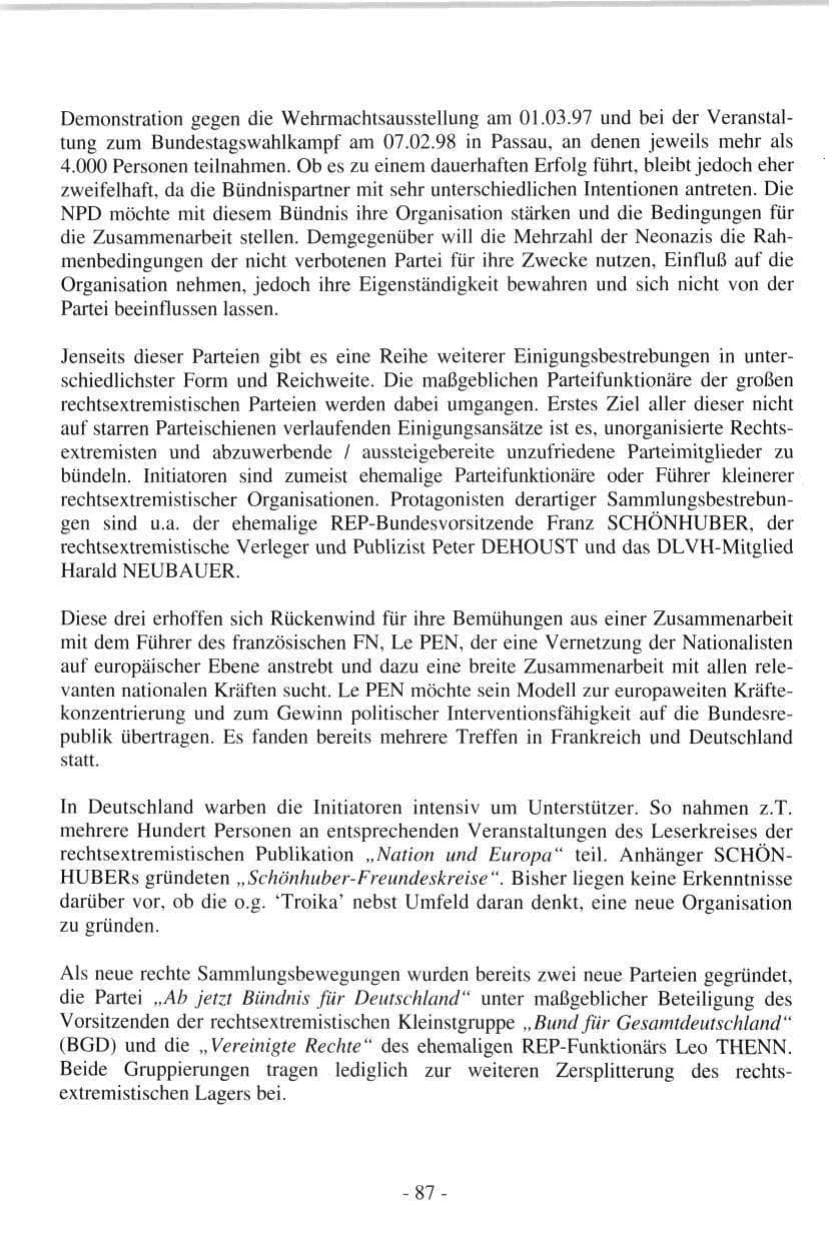 Seite 87 des Verfassungsschutzbericht 1997 Hamburg