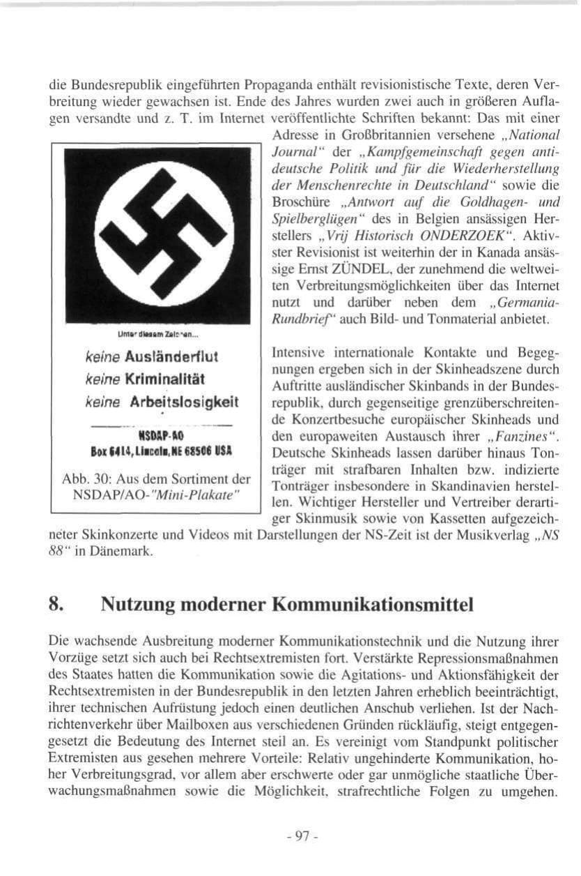 Seite 97 des Verfassungsschutzbericht 1997 Hamburg