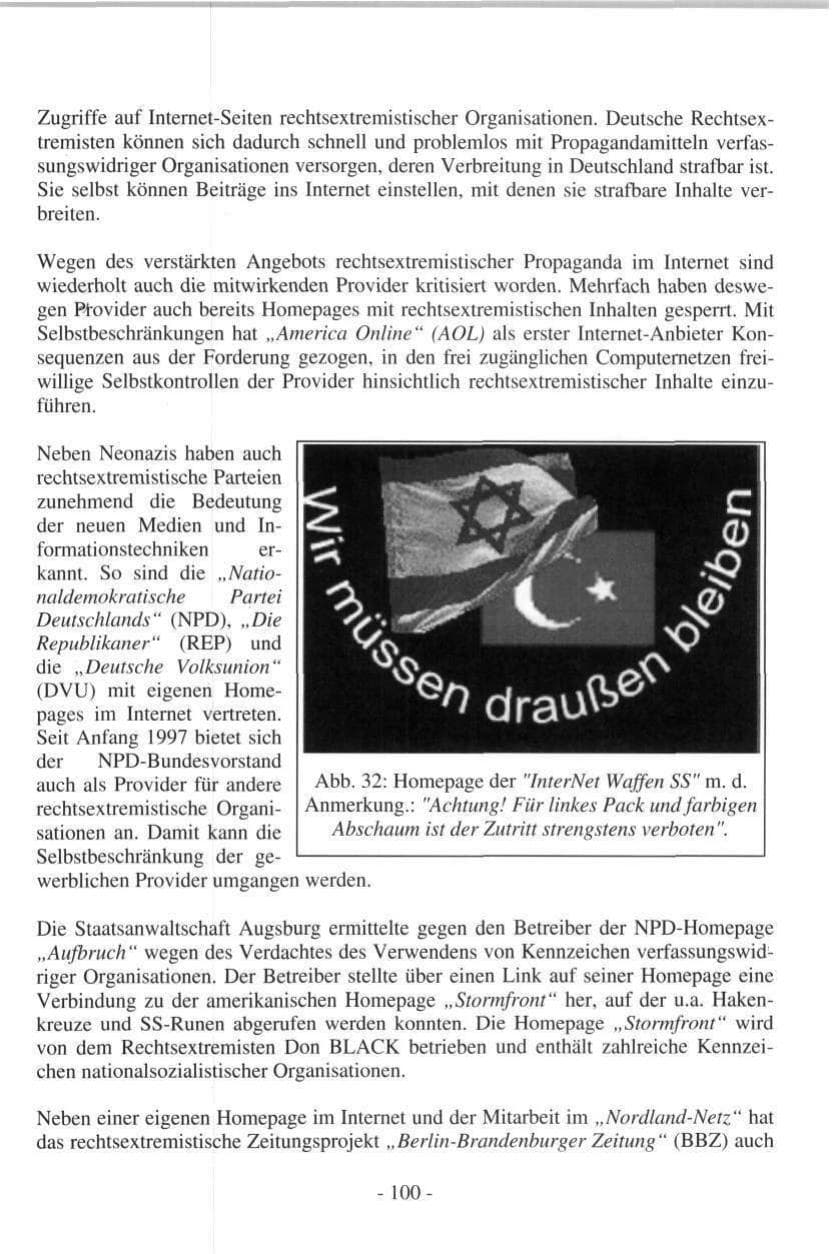 Seite 100 des Verfassungsschutzbericht 1997 Hamburg