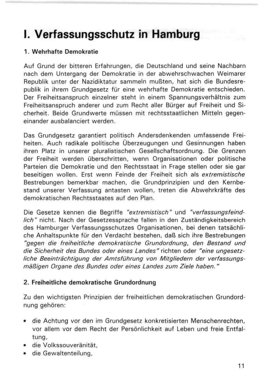 Seite 11 des Verfassungsschutzbericht 1998 Hamburg
