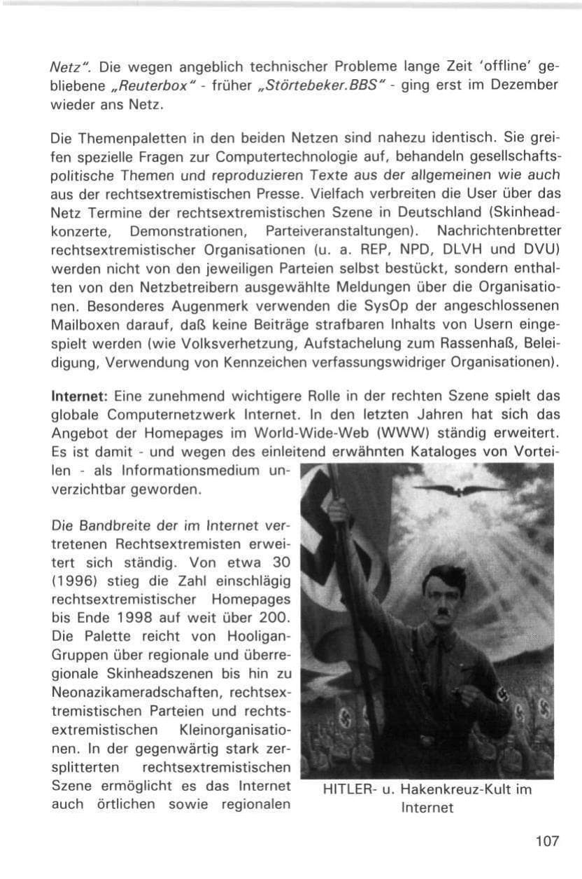 Seite 107 des Verfassungsschutzbericht 1998 Hamburg