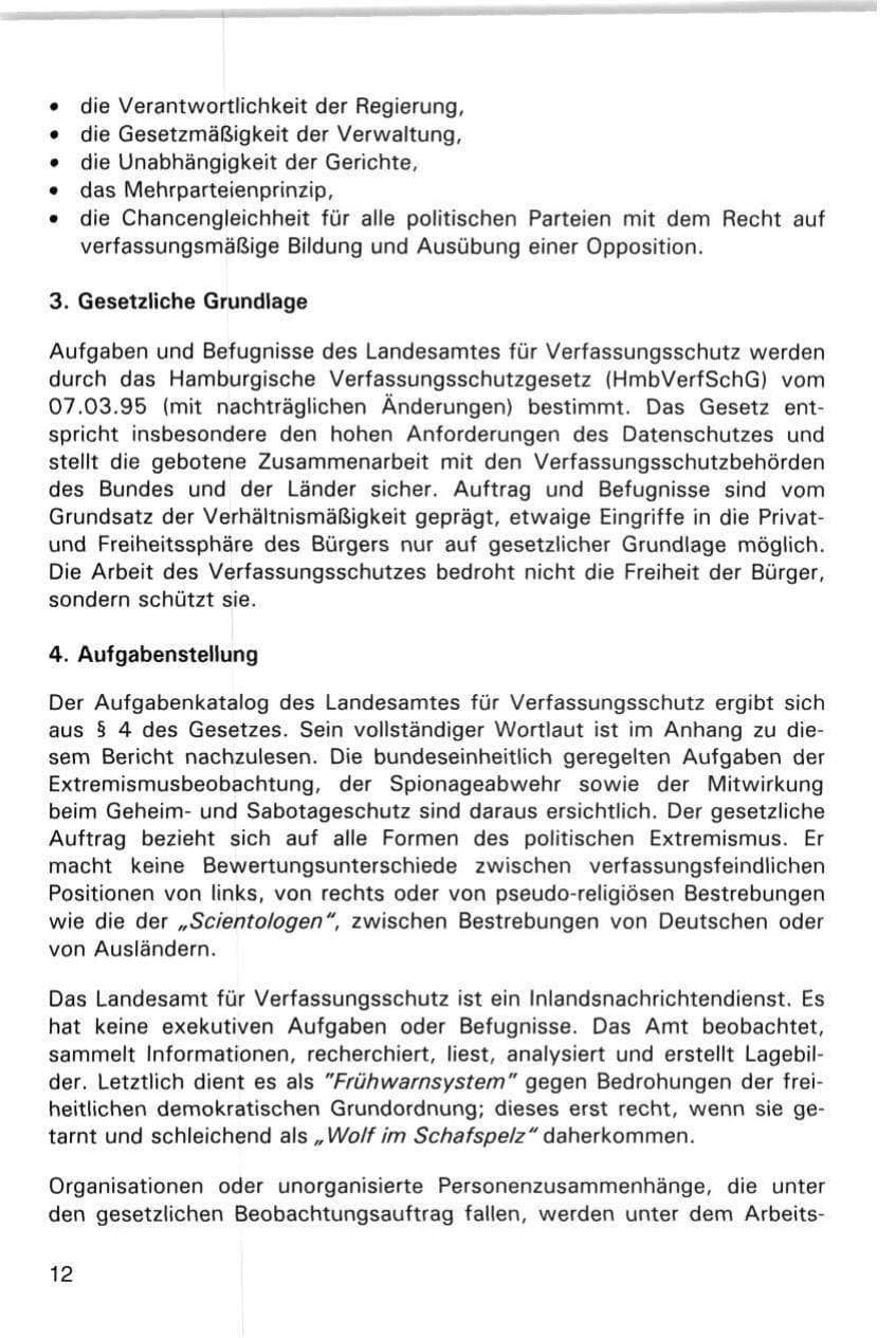 Seite 12 des Verfassungsschutzbericht 1998 Hamburg