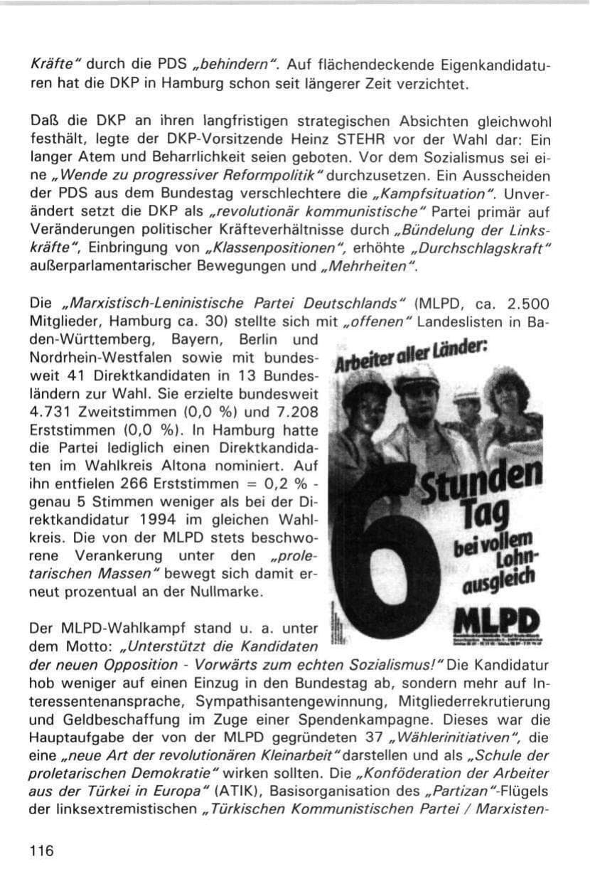 Seite 116 des Verfassungsschutzbericht 1998 Hamburg