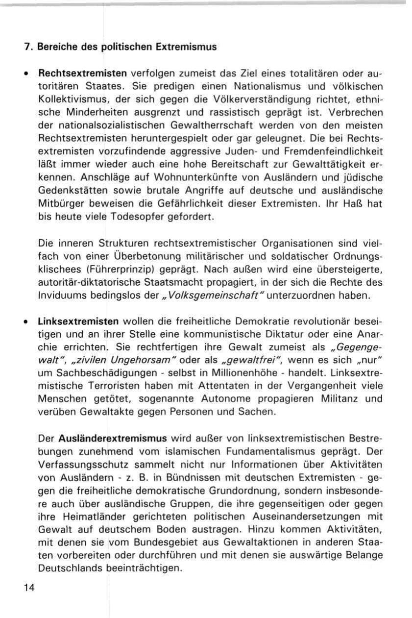 Seite 14 des Verfassungsschutzbericht 1998 Hamburg