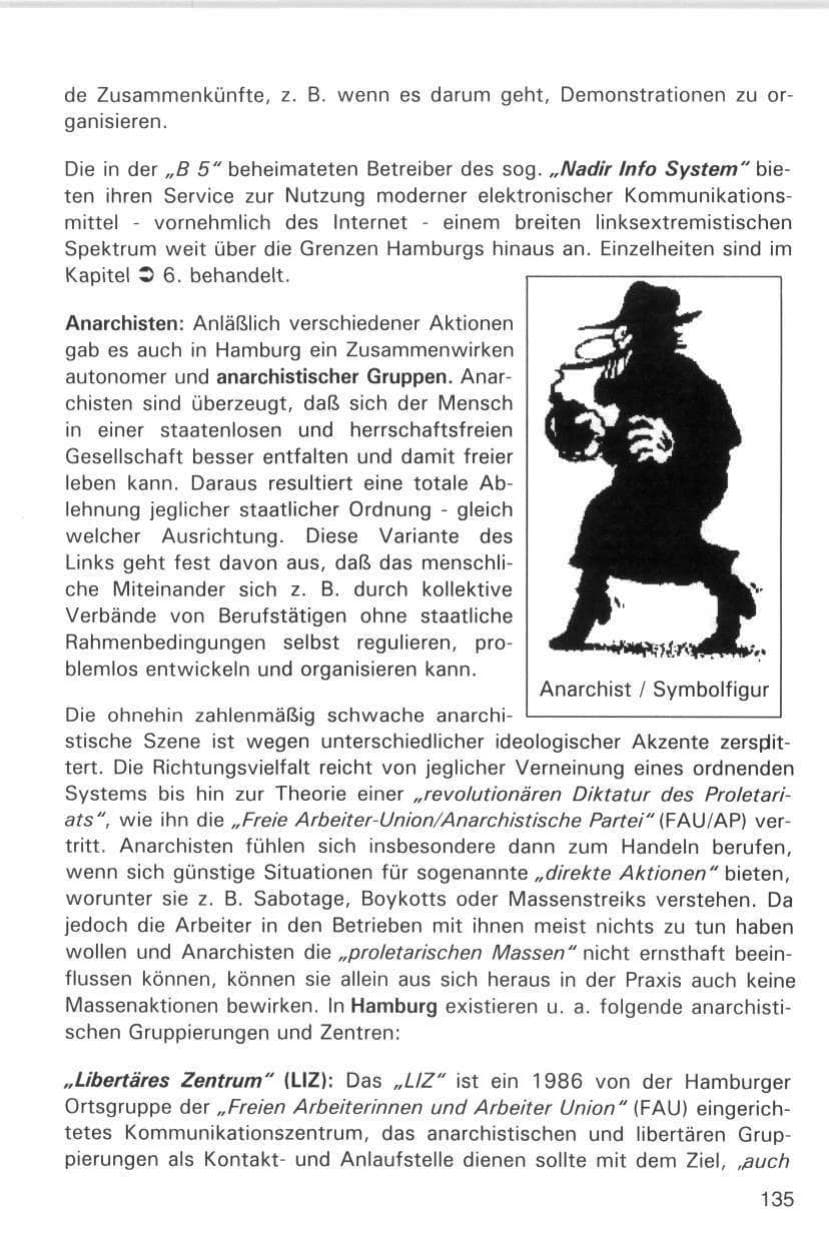 Seite 135 des Verfassungsschutzbericht 1998 Hamburg