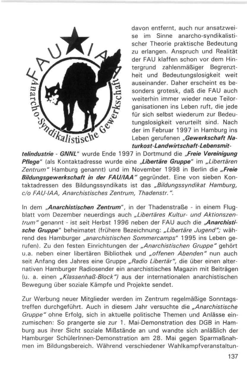 Seite 137 des Verfassungsschutzbericht 1998 Hamburg