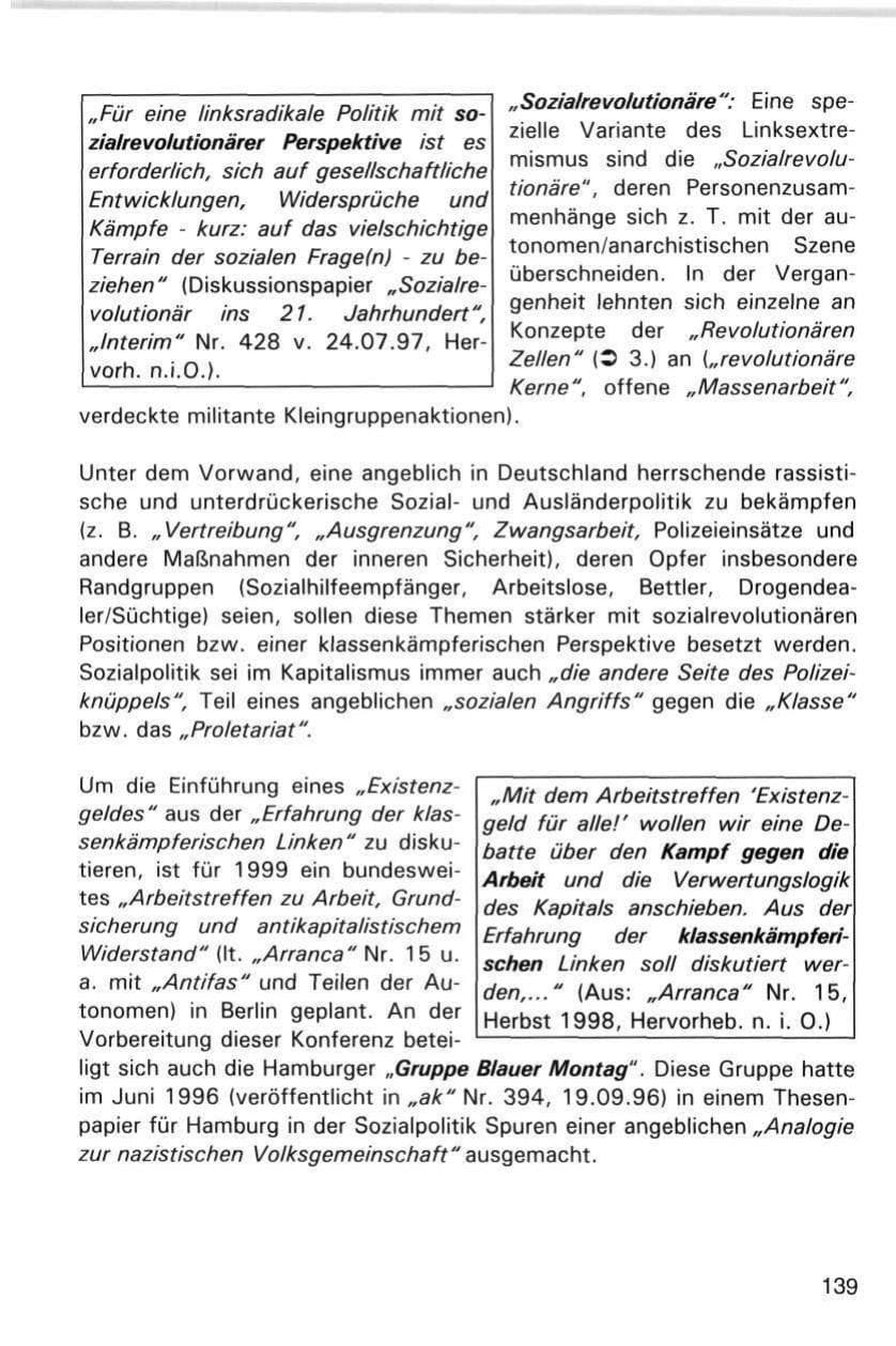 Seite 139 des Verfassungsschutzbericht 1998 Hamburg