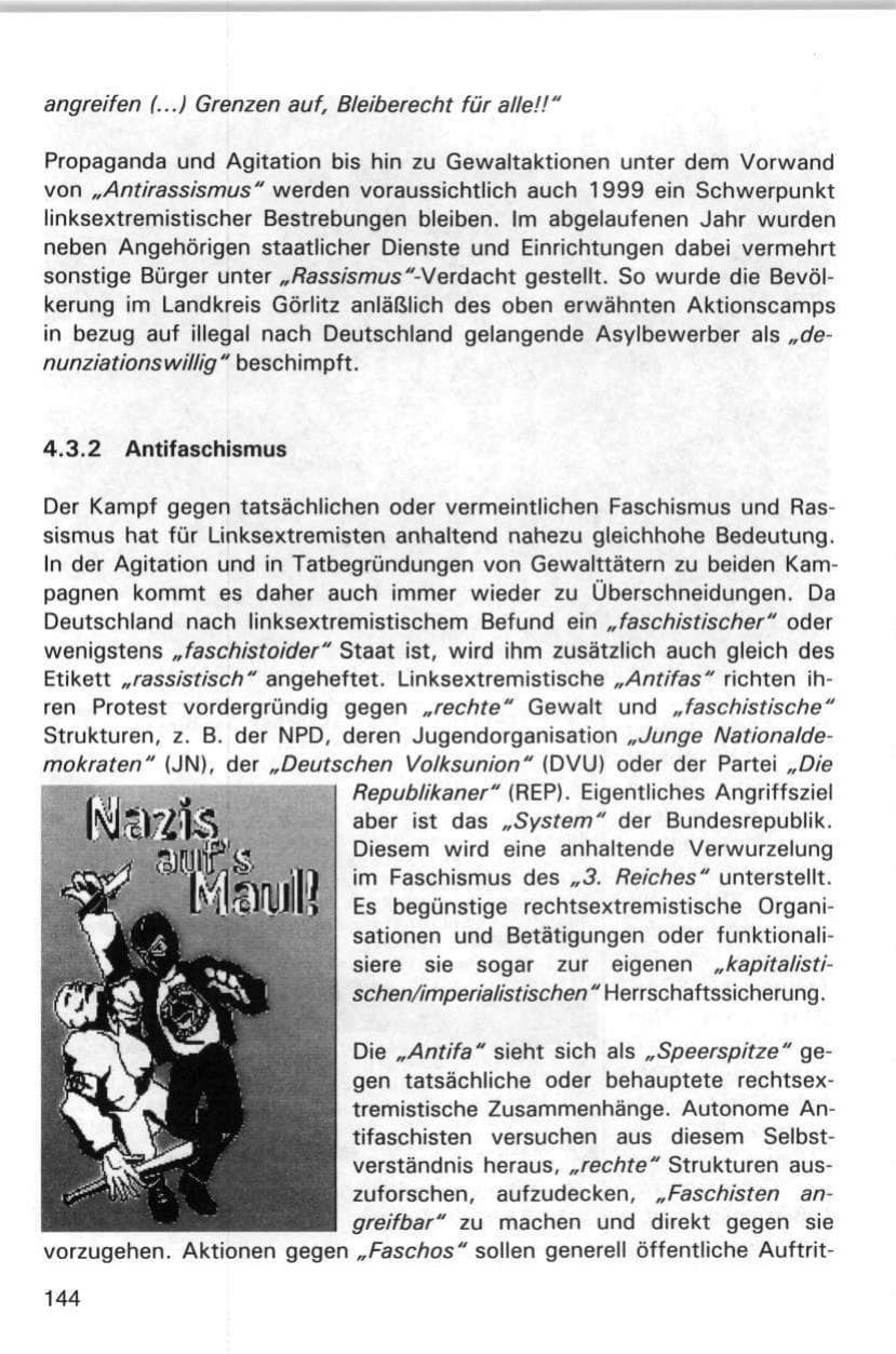 Seite 144 des Verfassungsschutzbericht 1998 Hamburg