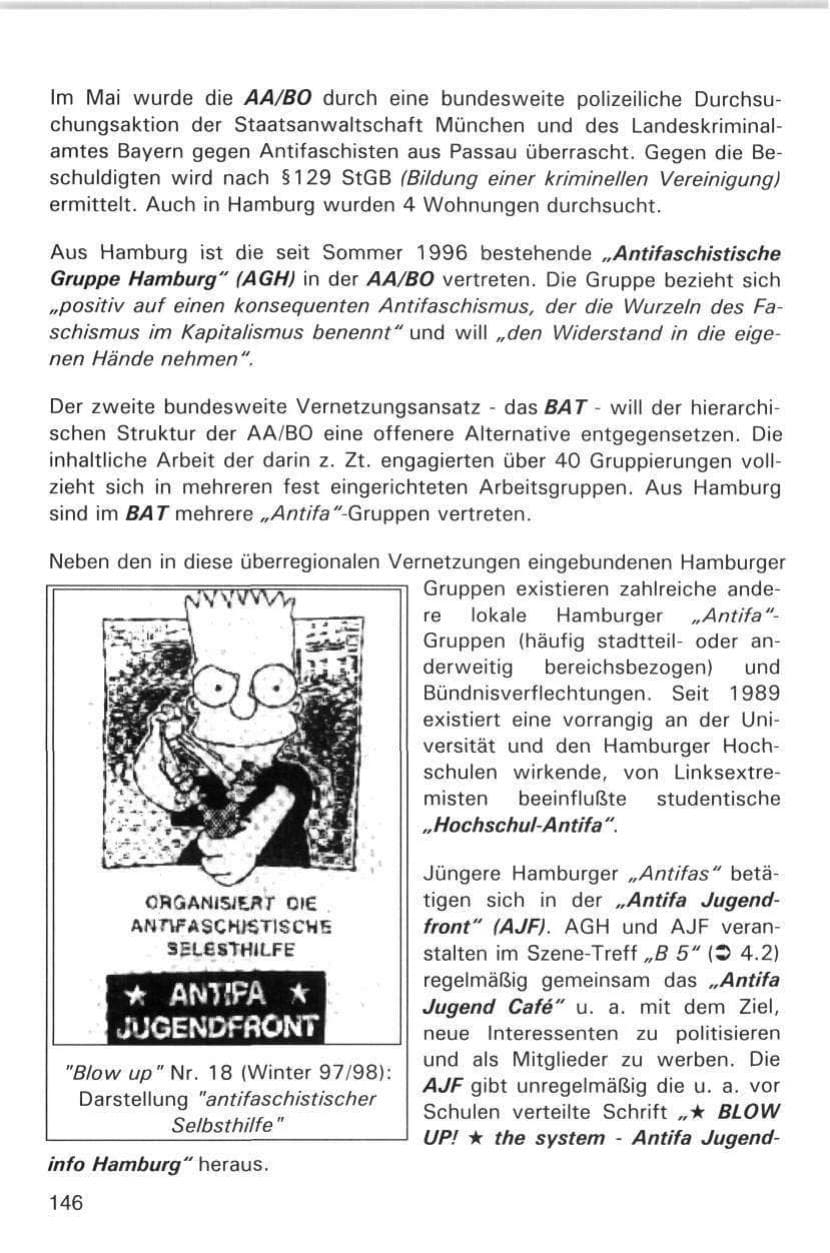 Seite 146 des Verfassungsschutzbericht 1998 Hamburg